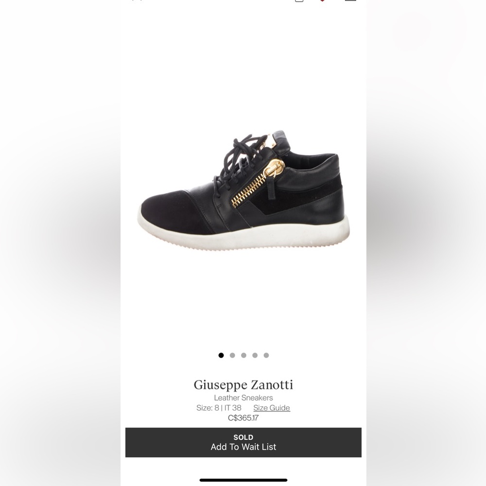 Giuseppe Zanotti Leather sneakers size 8 black/white/gold. Bought on TheRealReal - Picture 2 of 5